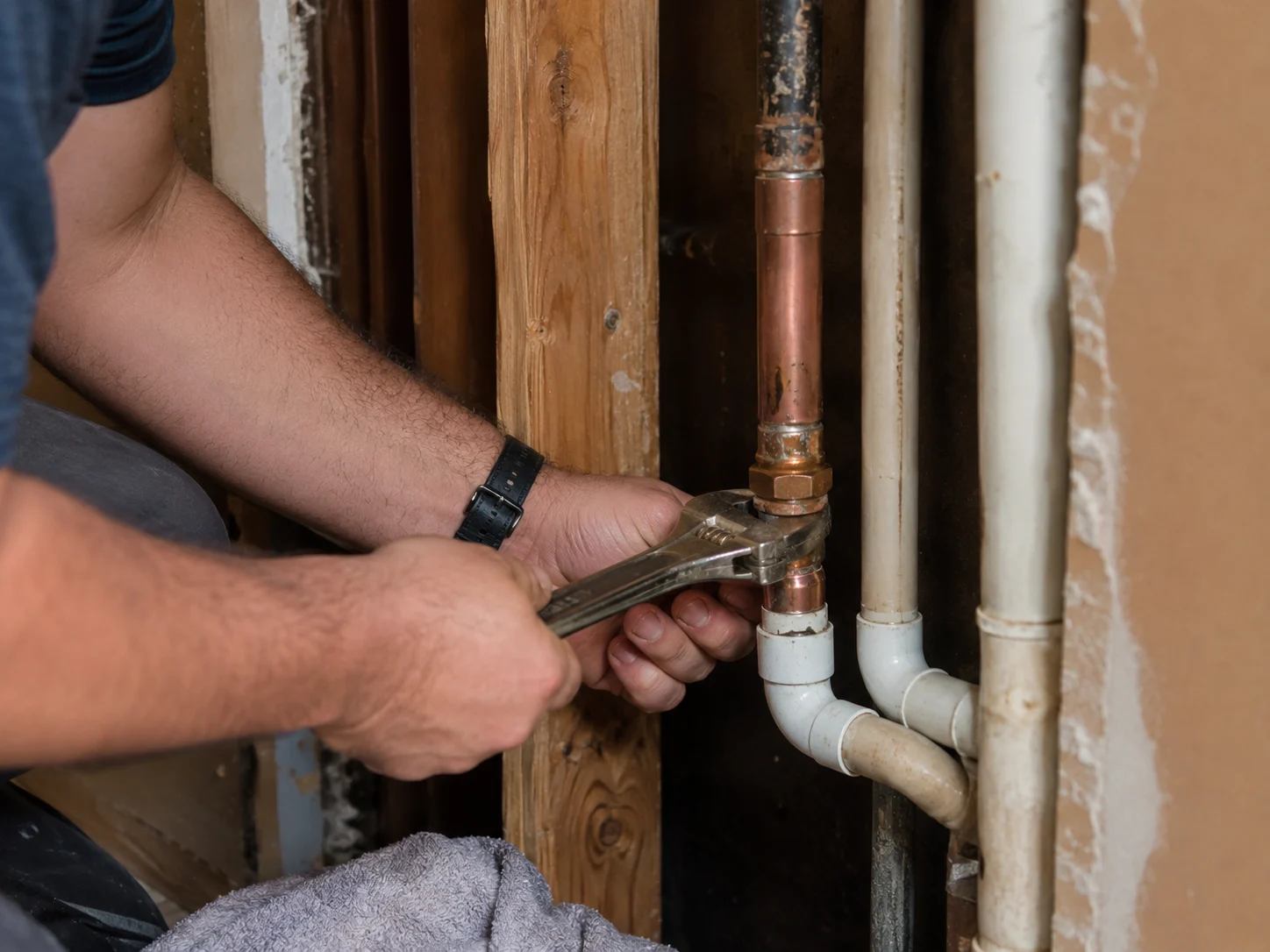 repiping vs pipe repair Lafayette IN plumber inspecting aging pipes in a home
